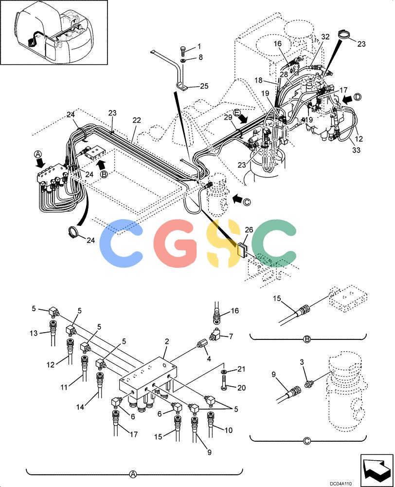 纽荷兰零件查询(EH130) - CRAWLER EXCAVATOR (3/04-) (08 -11[00]) - HYDRAULIC LINES - REMOTE CONTROL, VALVE (YY64H00046F1) New Holland Constructuion