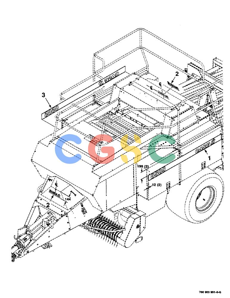 凯斯零件查询(8585) - CASE IH LARGE (3 X 4) RECTANGLER BALER (1/98-12/00) (9-02) - DECALS AND LOCATION DIAGRAM Case Agriculture