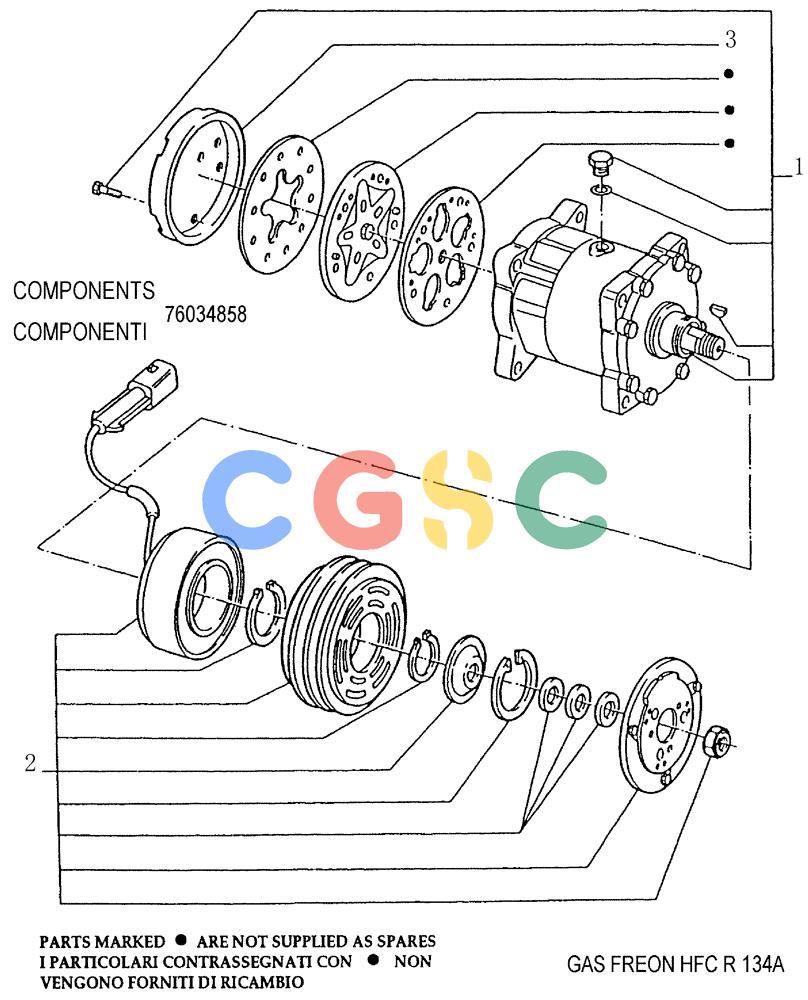 纽荷兰零件查询(FD145) - CRAWLER DOZER (N.A. VERSION) (10/98-) (9.665[09]) - AIR CONDITIONING - COMPRESSOR - OPTIONAL CODE 76048477 New Holland Constructuion