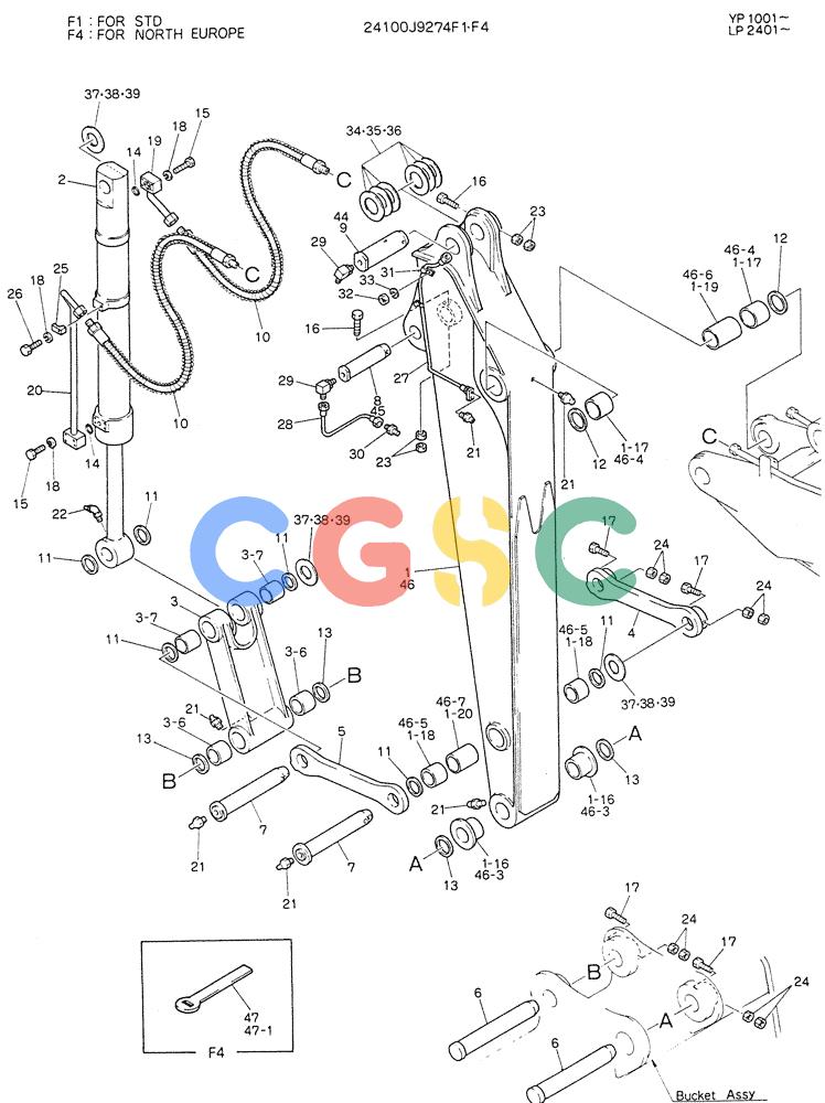 神钢零件查询(K905LC) - MARK II EXCAVATOR BTW YP1001 - YP1281 (1/87-12/03) (09-002[02]) - ARM ASSY, 2.1M Kobelco