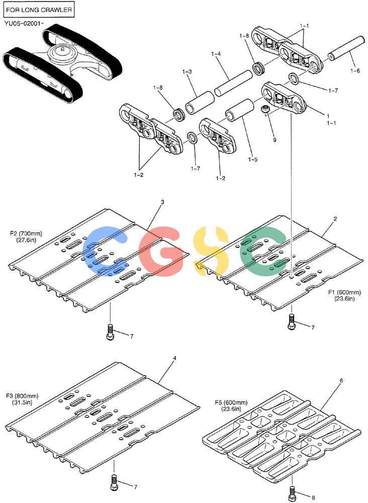 纽荷兰零件查询(E235BSRNLC) - CRAWLER EXCAVATOR ASN YU05-02001 (02-013) - SHOE ASSY (FOR LONG CRAWLER) New Holland Constructuion
