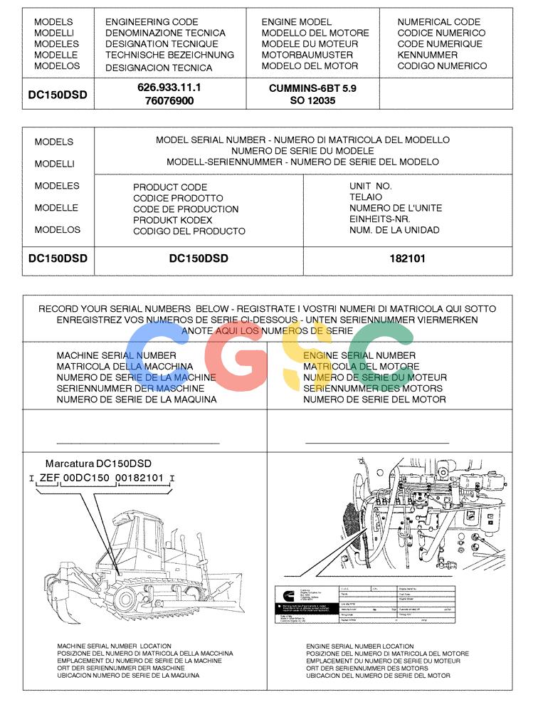 纽荷兰零件查询(DC150PS) - CRAWLER DOZER (0 - VERSION[00]) - IDENTIFICATION AND VERSION LIST - D150PS New Holland Constructuion
