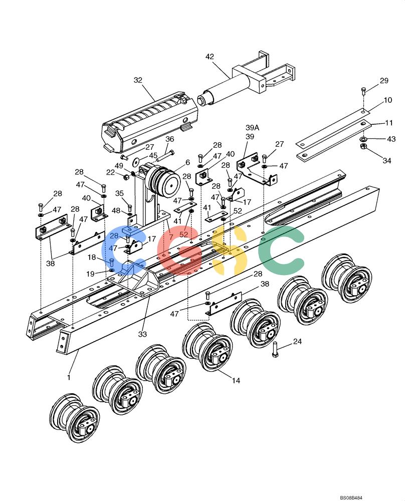 纽荷兰零件查询(D95B) - CRAWLER DOZER TIER 3 (3/08-) (05-01) - FRAME, TRACK - ROLLER AND RECOIL HOUSING New Holland Constructuion