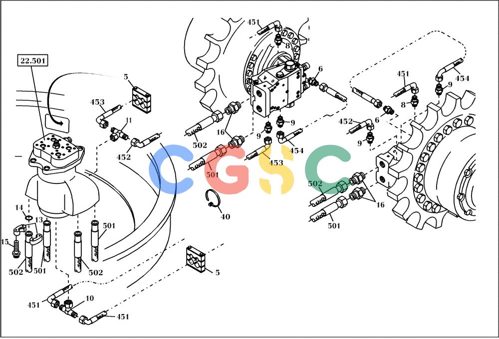 纽荷兰零件查询(EC270) - CRAWLER EXCAVATOR (7/00-) (20.020[001]) - HYDRAULIC SYSTEM LOWER CARRIAGE (S/N 727002-UP) New Holland Constructuion