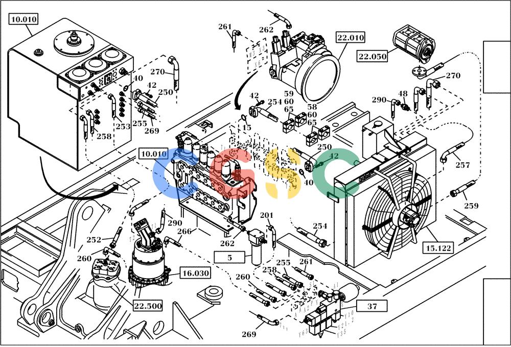 纽荷兰零件查询(EC270) - CRAWLER EXCAVATOR (7/00-) (20.320[002]) - HYDRAULIC SYSTEM LOW PRESSURE (S/N 727023-UP) New Holland Constructuion