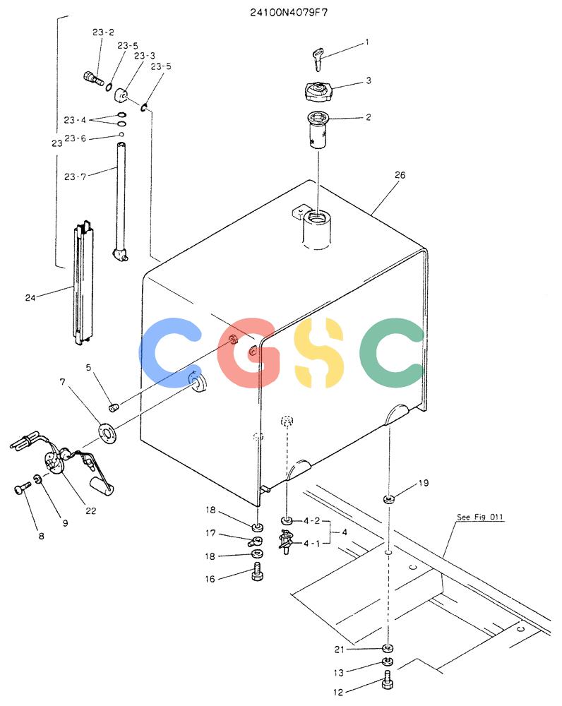 神钢零件查询(K907LC) - MARK II EXCAVATOR BTW YQU0001 - YQU0400 (1/87-12/03) (01-005) - TANK ASSY, FUEL Kobelco