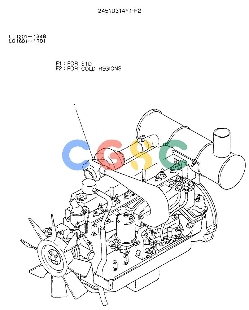 神钢零件查询(K909LC) - MARK II EXCAVATOR BTW LL1207 - LL1487 (1/87-12/03) (05-002) - ENGINE ASSY Kobelco