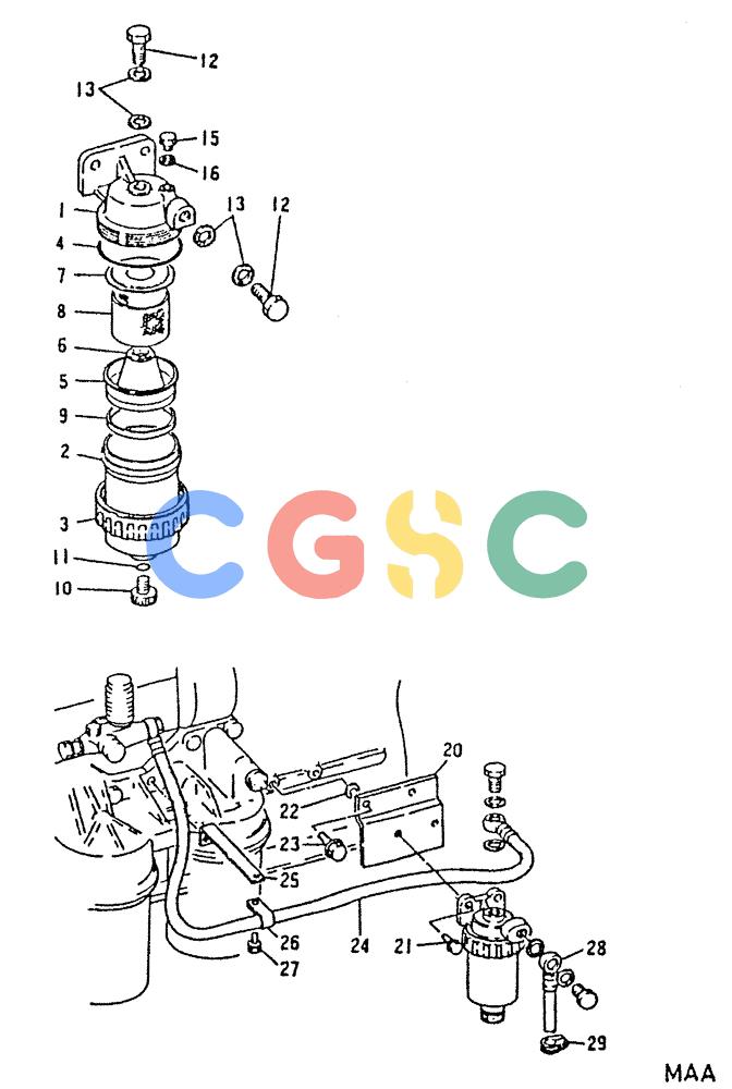 神钢零件查询(6D22-TC) - MITSUBISHI DIESEL ENGINE - K912, K912LC, & K916 (1/83-12/06) (06-006) - WATER SEPARATOR Kobelco