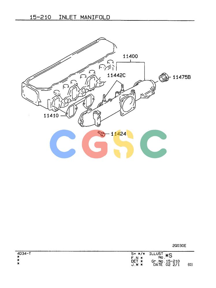 神钢零件查询(ED190LC-6E) - BLADE RUNNER EXCAVATOR/DOZER BTW YL03U0136 - YL03U0292 (1/05-12/06) (15-210) - INLET MANIFOLD Kobelco