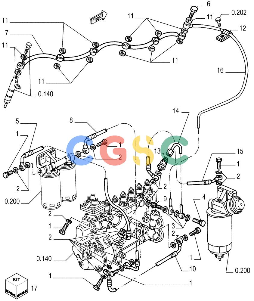 纽荷兰零件查询(FD255) - CRAWLER DOZER (N.A. VERSION) (7/95-) (0.203[1A]) - PIPING - FUEL New Holland Constructuion