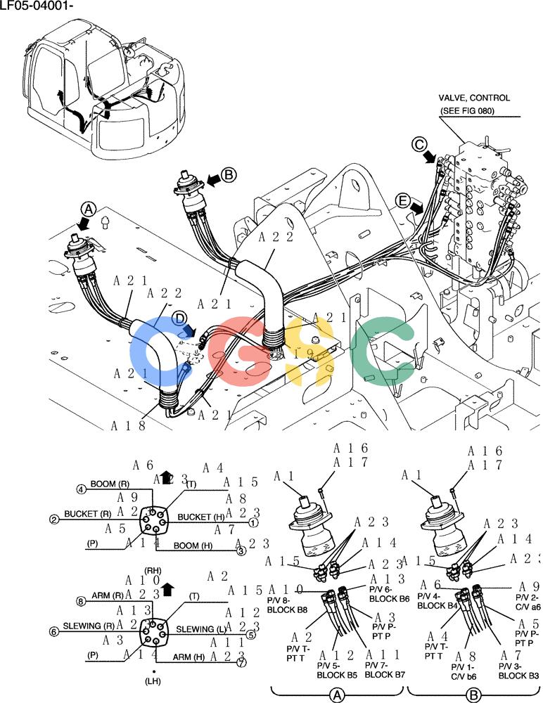 纽荷兰零件查询(E80BMSR) - CRAWLER EXCAVATOR ASN LF05-04001 - (N8TA18060) (140-18A[1]) - CONTROL LINES, REMOTE New Holland Constructuion