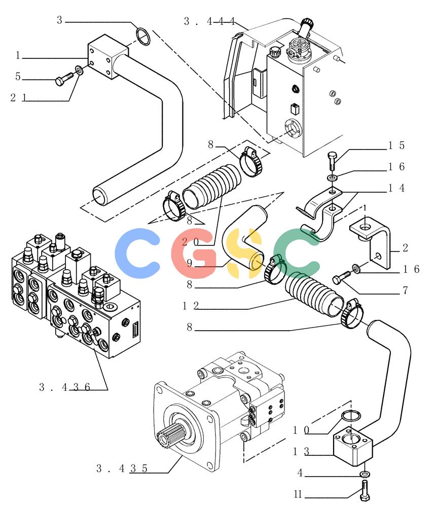 纽荷兰零件查询(DC150.B) - CRAWLER DOZER TIER 2 (3/03-) (3.434[01]) - HYDRAULIC SYSTEM PIPING New Holland Constructuion