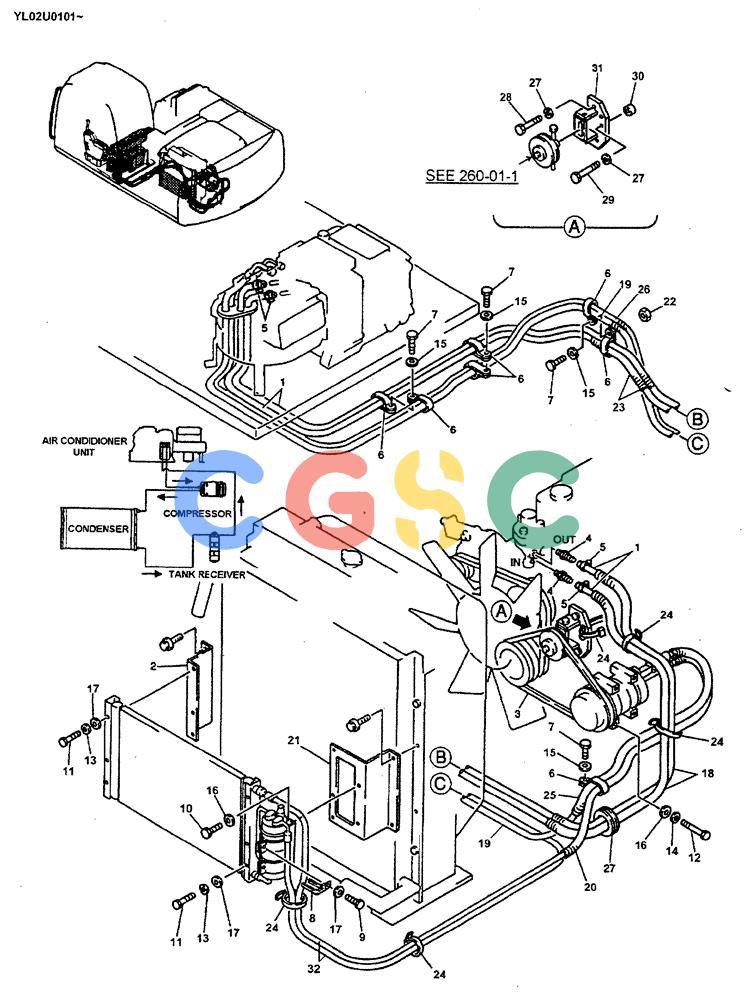 神钢零件查询(ED190LC) - BLADE RUNNER EXCAVATOR/DOZER BTW YL02U0101 - YL03U0135 (1/02-12/06) (01-061) - CONDITIONER, AIR Kobelco