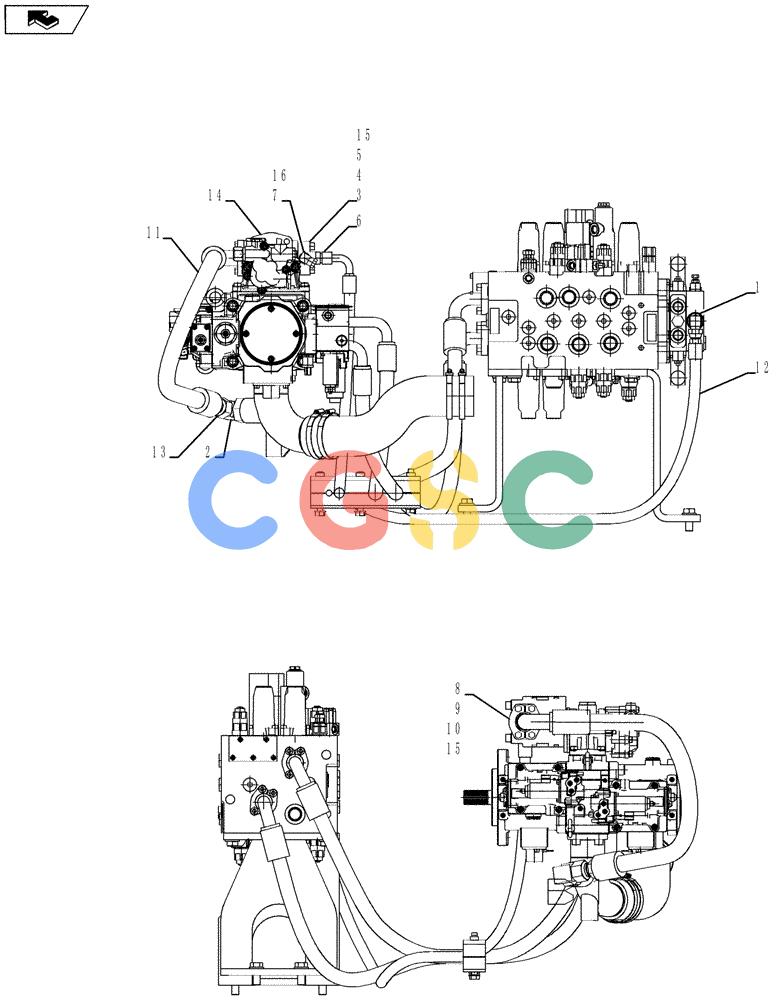 纽荷兰零件查询(E175B) - CRAWLER EXCAVATOR - TIER 3 (ROPS CAB) ASN NBDA17800 (6/13-) (01-024[00]) - HYDRAULIC LINES, PUMP (ROTATION) New Holland Constructuion