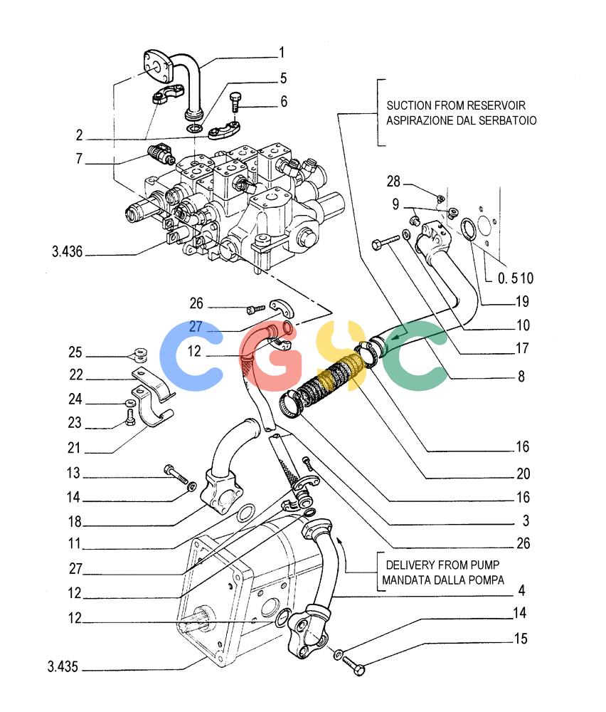 纽荷兰零件查询(FD175) - CRAWLER DOZER (N.A. VERSION)(S/N 061640 & AFTER) (1/93-) (3.434[01]) - HYDRAULIC SYSTEM PIPING New Holland Constructuion