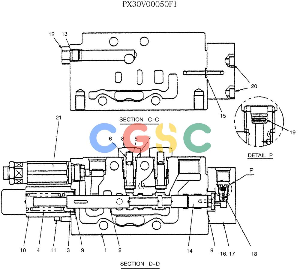 纽荷兰零件查询(E35SR) - COMPACT CRAWLER EXCAVATOR ASN PX13-15001 (N6TN61732) (NA) (1/06-) (07-004) - VALVE ASSY, CONTROL, (SUPPLY & STRAIGHT TRAVEL) New Holland Constructuion