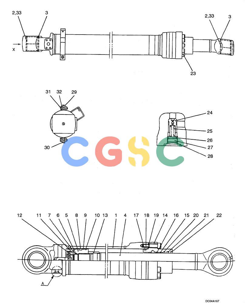 纽荷兰零件查询(EH130) - CRAWLER EXCAVATOR (3/04-) (08 -66[00]) - CYLINDER ASSY, ARM (YY01V00003F1, F2) New Holland Constructuion