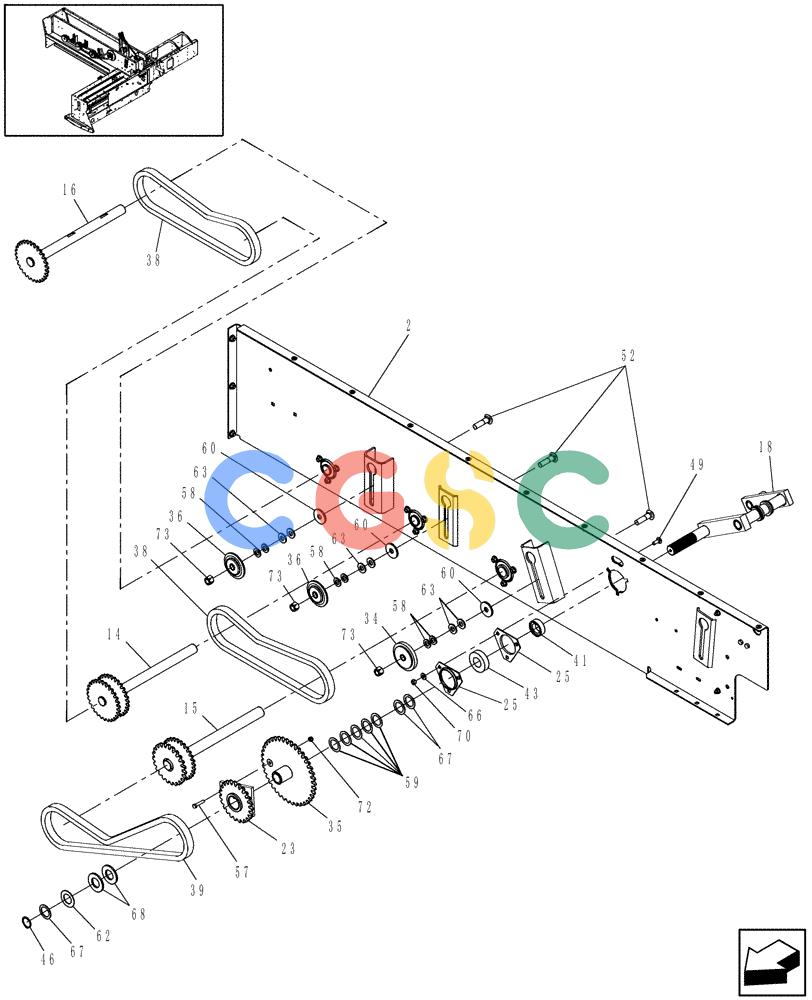 凯斯零件查询(SB541C) - SMALL SQUARE BALER (9/09-12/10) (60.220.04[2]) - FEEDER FINGER DRIVE, SB541 Case Agriculture