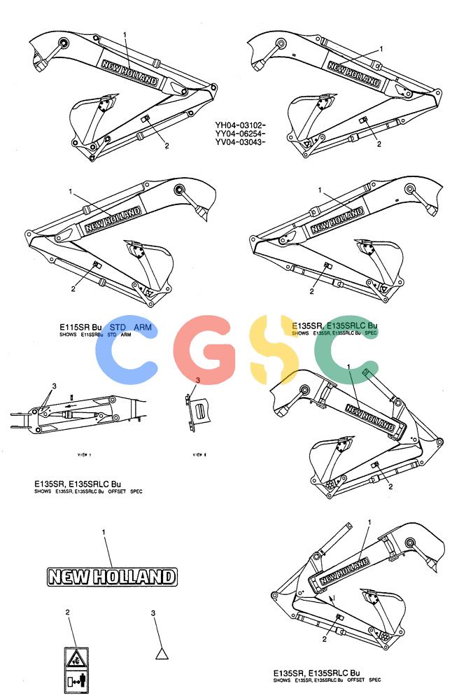 纽荷兰零件查询(E115SR) - CRAWLER EXCAVATOR ASN YV04-03043 (06-006) - NAME PLATE INSTAL (ATTACHMENT) New Holland Constructuion