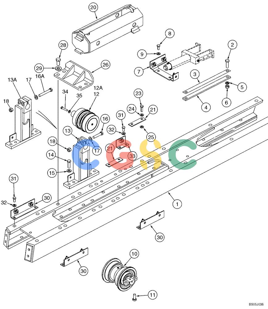纽荷兰零件查询(DC95) - CRAWLER DOZER (8/04-) (05-01) - FRAME, TRACK - ROLLER AND RECOIL HOUSING New Holland Constructuion