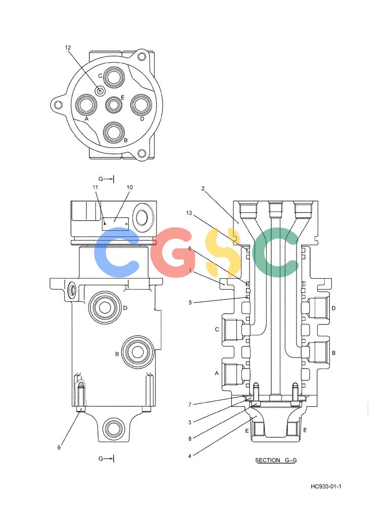 纽荷兰零件查询(E215B) - CRAWLER EXCAVATOR - TIER 3 (ROPS CAB) ASN NBDA21800 (6/13-) (07-016[00]) - JOINT ASSY, SWIVEL New Holland Constructuion