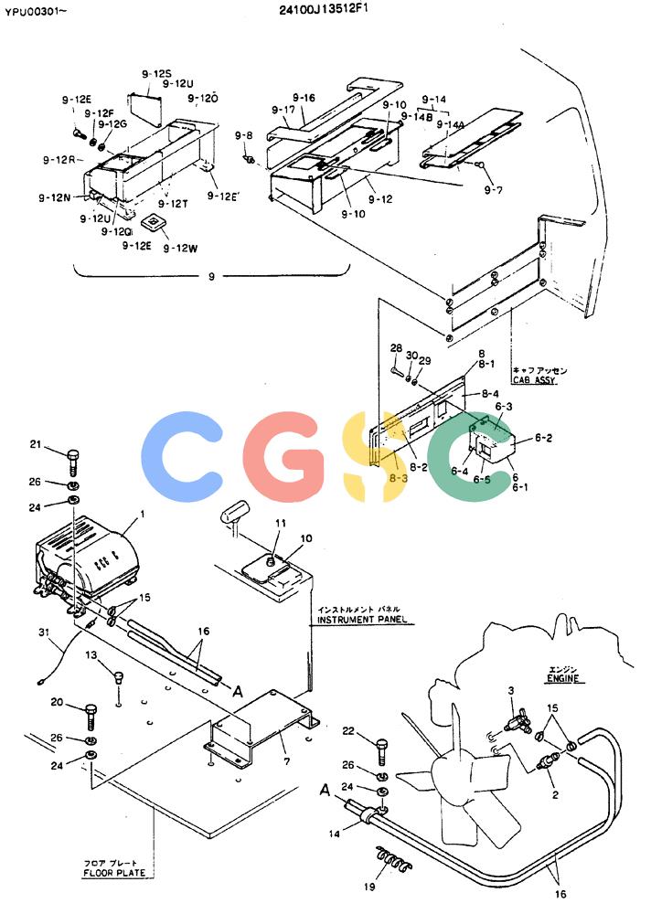 神钢零件查询(MD140C) - EXCAVATOR BTW YPU0301 - YPU0500 (1/80-12/06) (05-010) - HEATER, ASSY Kobelco