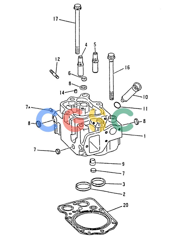 神钢零件查询(6D22-TC) - MITSUBISHI DIESEL ENGINE - K912, K912LC, & K916 (1/83-12/06) (01-006) - CYLINDER HEAD 020-200B Kobelco
