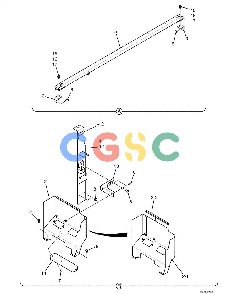 纽荷兰零件查询(E70BSR) - COMPACT CRAWLER EXCAVATOR BTW YT05-15001 - 18000 (NA) (4/08-) (02-45-00[02]) - GUARD INSTALLATION, (STANDARD) (YT21C00021F2), PAGE 2 OF 2 New Holland Constructuion