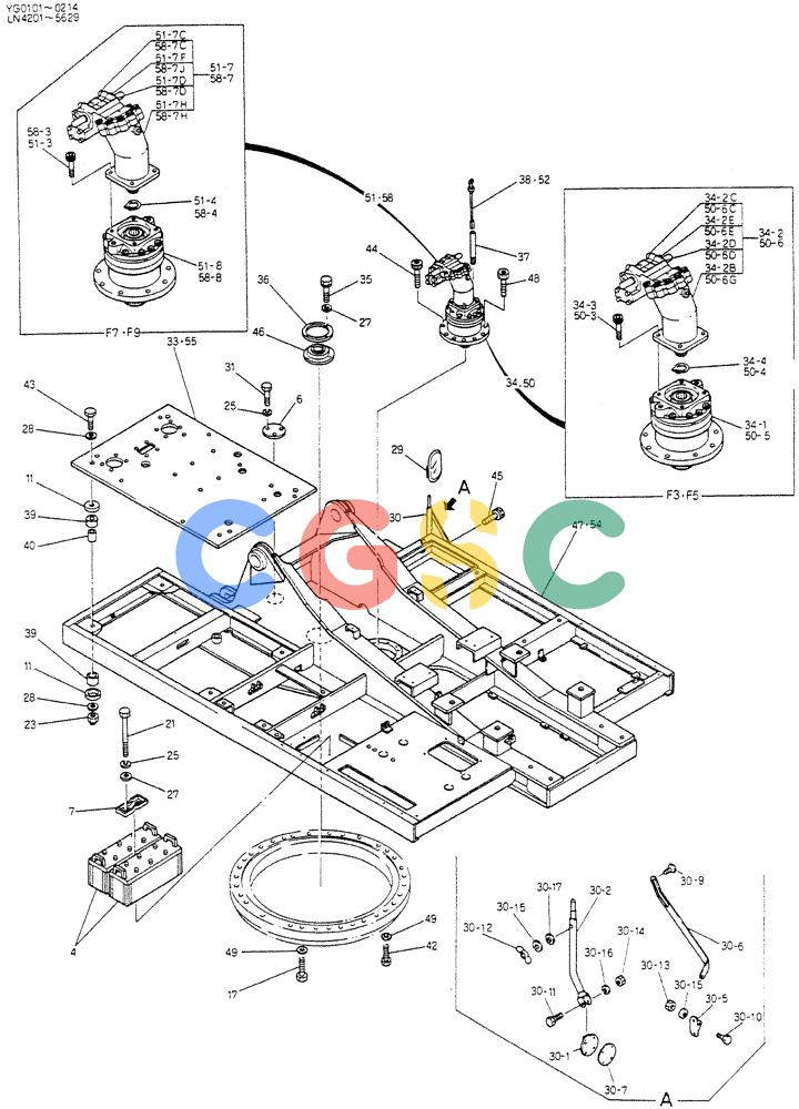 神钢零件查询(K907CLC) - EXCAVATOR BTW YG0101 - YG0500 (1/85-12/03) (01-003) - FRAME ASSY UPP (FOR SILENCE) Kobelco