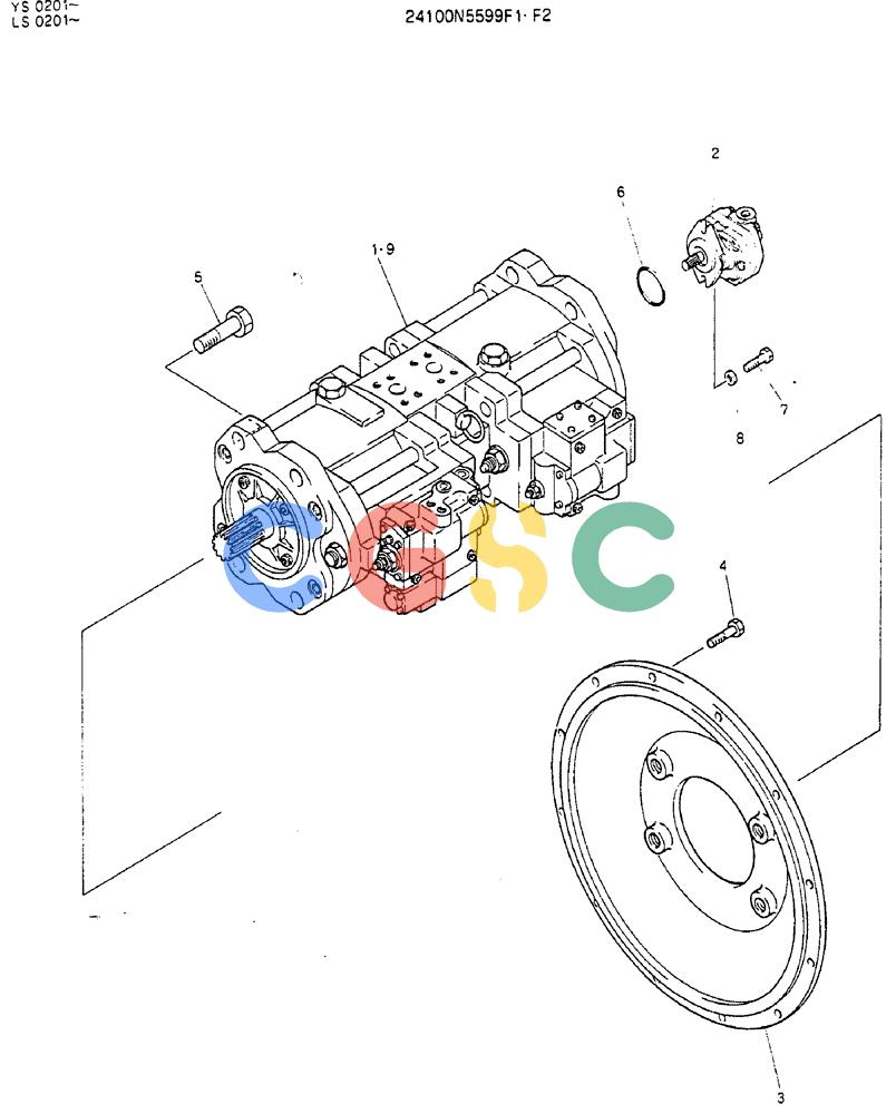 神钢零件查询(MD450BLC) - EXCAVATOR BTW TS0201 - TS0394 (1/80-12/06) (05-004) - PUMP ASSY, CONNECT Kobelco