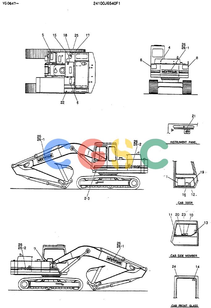 神钢零件查询(MD180LC) - EXCAVATOR ASN YG0647 (1/80-12/06) (10-001) - LABEL, NAME-PLATE Kobelco