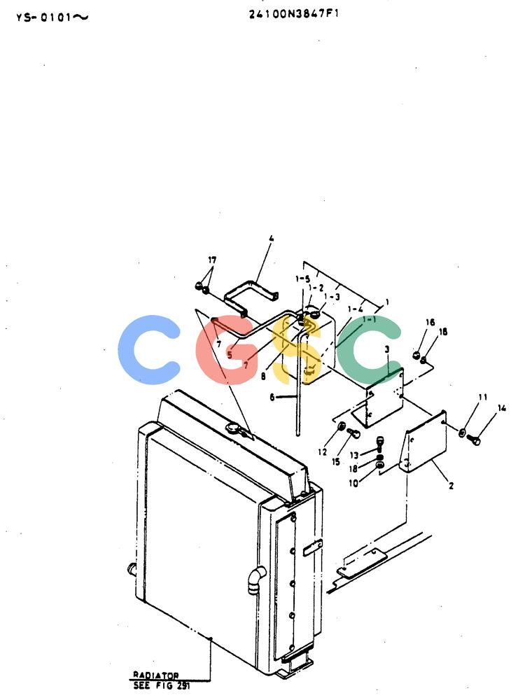 神钢零件查询(MD400LC) - EXCAVATOR BTW YS0101 - YS0200 (1/80-12/06) (05-006) - SUB-TANK ASSY, RADIATOR Kobelco