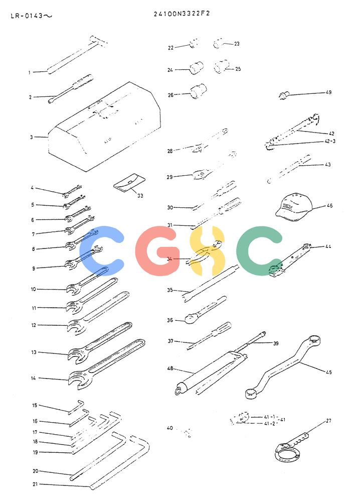 神钢零件查询(K914) - EXCAVATOR ASN LR-0143 (1/79-12/03) (09-018) - TOOL ASSY P/N 24100N3322F2 (FOR EUROPE) Kobelco