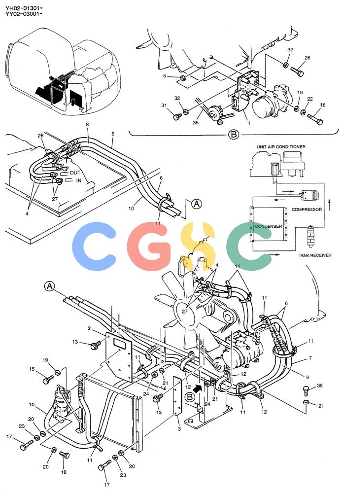 神钢零件查询(ED150-1E) - BLADE RUNNER EXCAVATOR/DOZER ASN YL05-00555 (11/03-12/04) (01-054) - CONDITIONER, AIR Kobelco