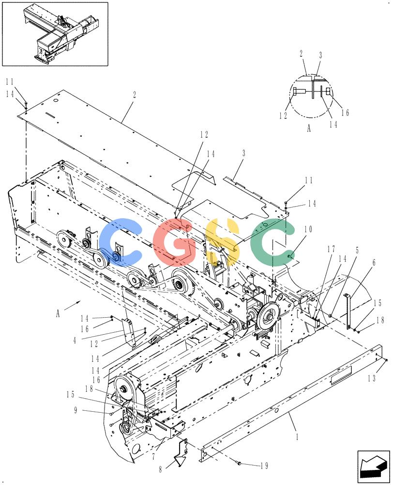 凯斯零件查询(SB551) - SMALL SQUARE BALER (9/08-12/15) (90.105.10) - HOUSING, FEEDER TOP Case Agriculture