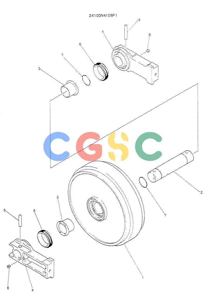 神钢零件查询(K904L) - MARK II EXCAVATOR BTW LX1501 - LX1525 (1/88-12/03) (06-005) - IDLER ASSY, P/N 24100N4108F1 Kobelco