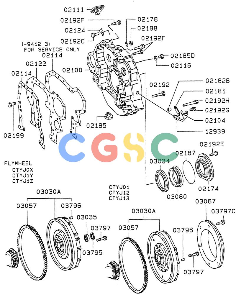 神钢零件查询(6D22-TC) - MITSUBISHI DIESL ENGINE - SK EXCAVATORS (1/06-12/06) (01-010[01]) - FLYWHEEL & HOUSING Kobelco