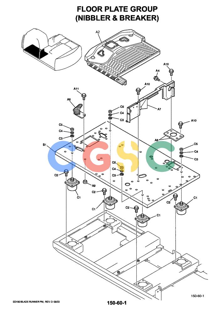 神钢零件查询(ED190LC-6E) - BLADE RUNNER EXCAVATOR/DOZER BTW YL03U0136 - YL03U0292 (1/05-12/06) (01-050) - FLOOR PLATE GROUP (NIBBLER AND BREAKER) Kobelco