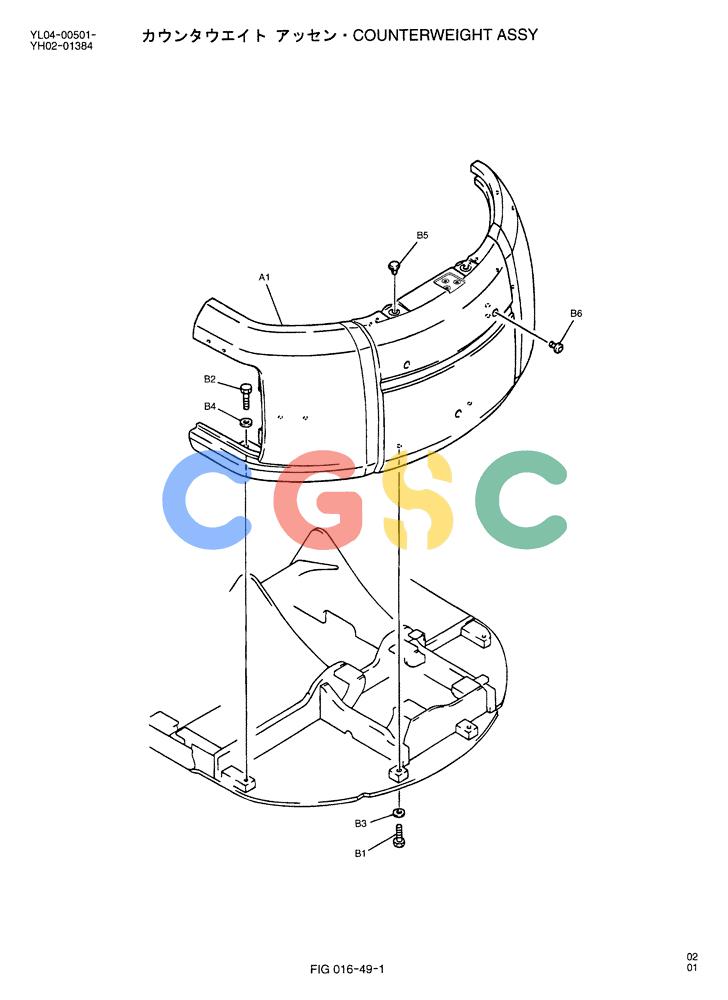 神钢零件查询(ED150-1E) - BLADE RUNNER EXCAVATOR/DOZER ASN YL05-00555 (11/03-12/04) (01-002) - COUNTERWEIGHT ASSY Kobelco