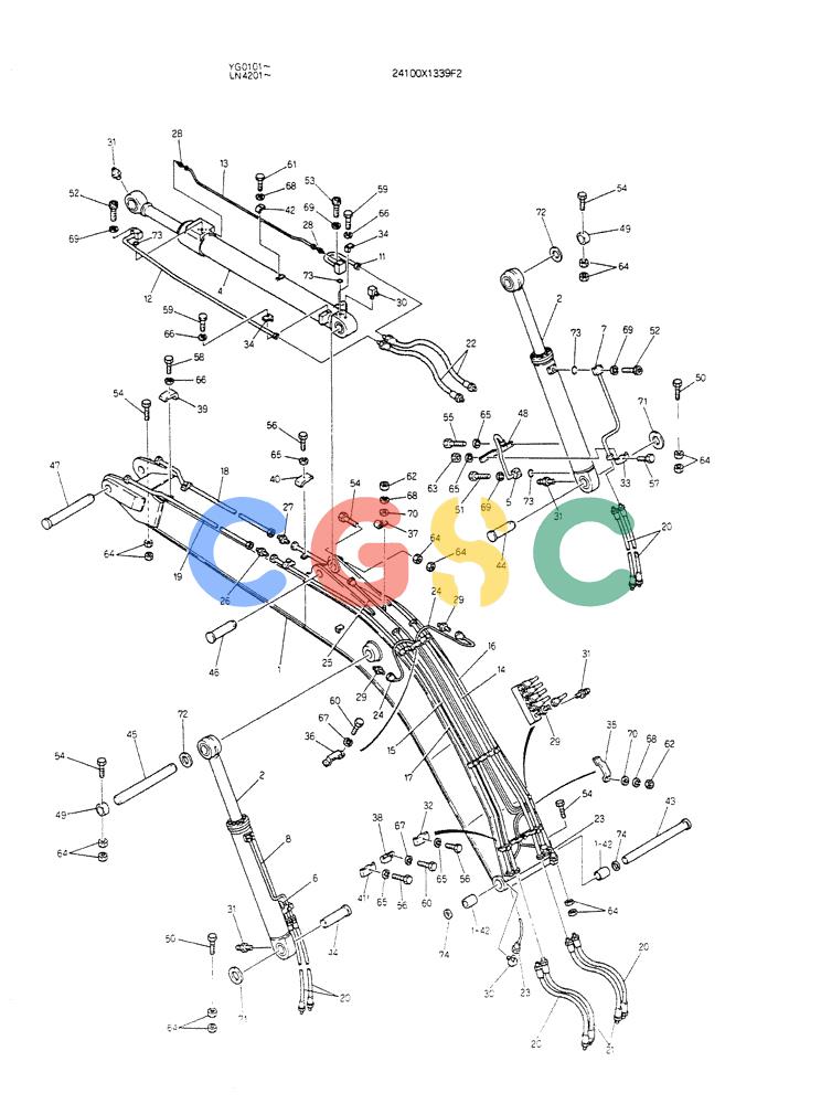 神钢零件查询(K907CLC) - EXCAVATOR BTW YG0101 - YG0500 (1/85-12/03) (09-032) - BOOM ASSY,5.5M Kobelco