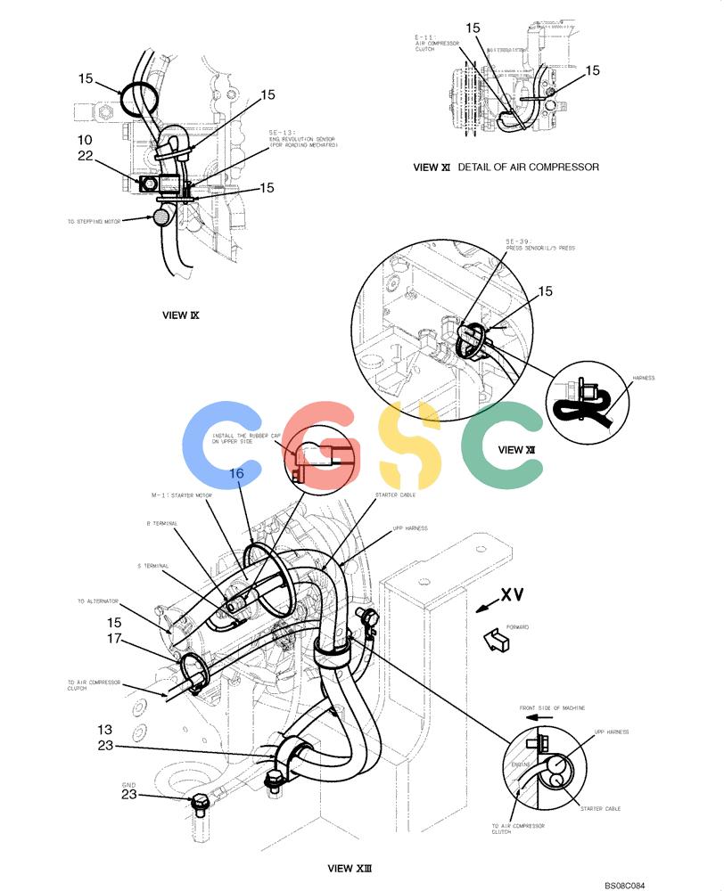 纽荷兰零件查询(E70BSR) - COMPACT CRAWLER EXCAVATOR BTW YT05-15001 - 18000 (NA) (4/08-) (02-73-00[08]) - HARNESS ASSEMBLY, UPPER (YT13E00048F1), PAGE 8 OF 12 New Holland Constructuion