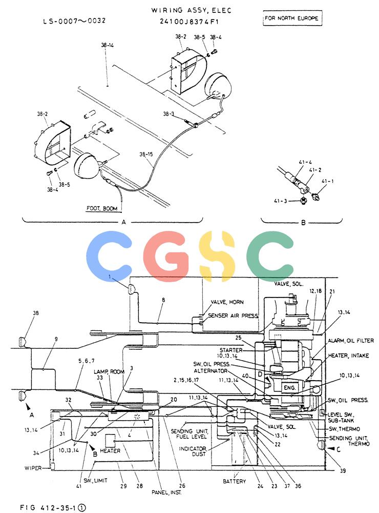 神钢零件查询(K916LC) - EXCAVATOR ASN YS0119 (1/87-12/03) (05-025[01]) - WRING ASSY, ELEC-P/N 24100J834F1 Kobelco