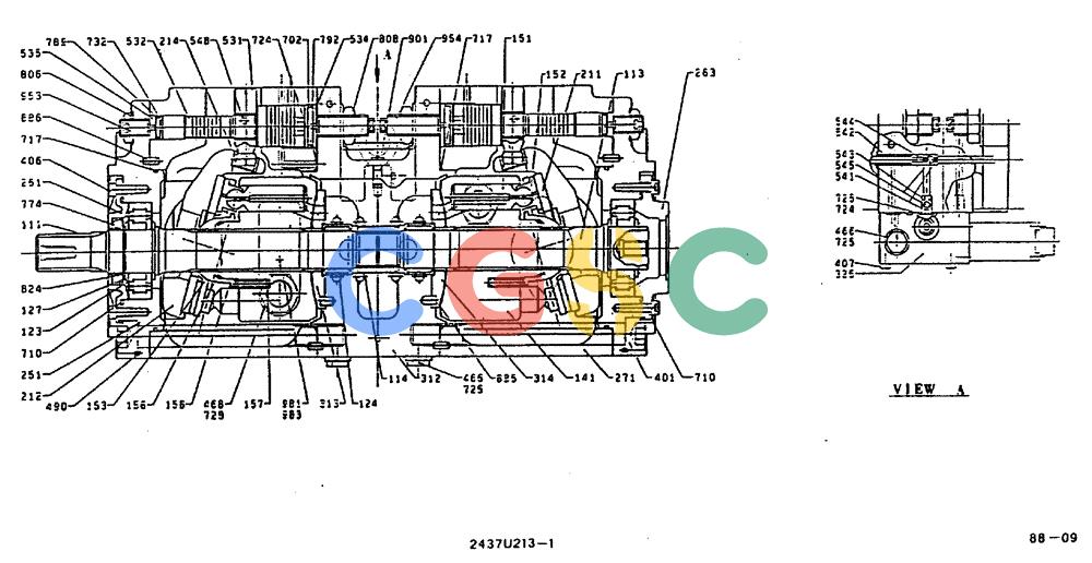 神钢零件查询(MD240BLC) - EXCAVATOR BTW LLU0001 - LLU0300 (1/80-12/06) (11-023) - PUMP ASSY 2437U213F1 Kobelco