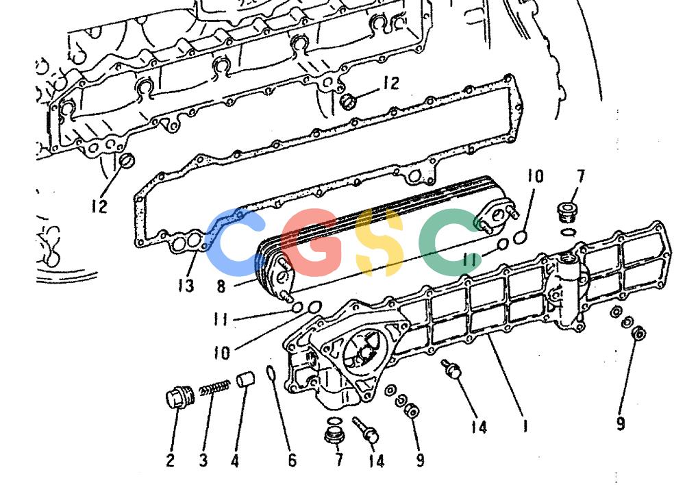神钢零件查询(6D16-T) - MITSUBISHI DIESEL ENGINE - K909LC & MD240BLC (1/87-12/06) (02-019) - OIL COOLER Kobelco