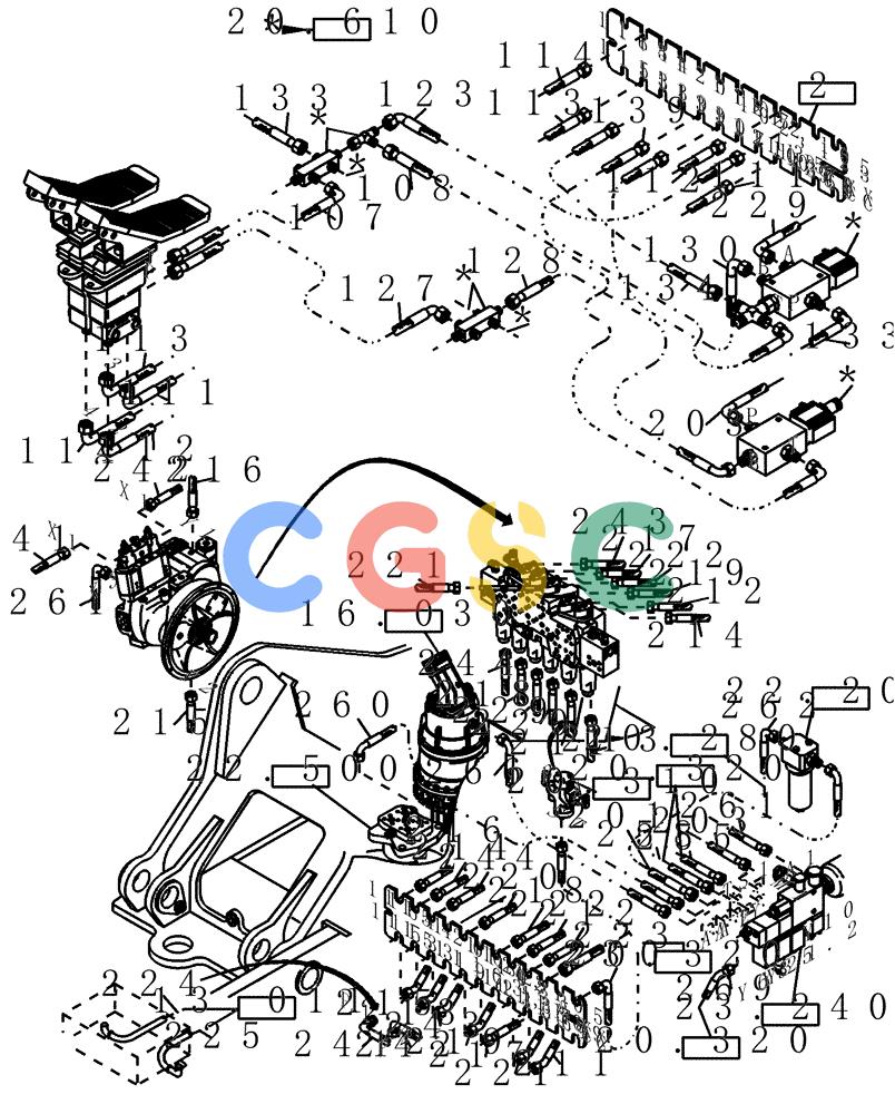 纽荷兰零件查询(EC350) - CRAWLER EXCAVATOR (2/00-) (20.641[002]) - HYDRAULIC SYSTEM CASCADE MOUNTING PARTS (S/N 735033-UP) New Holland Constructuion