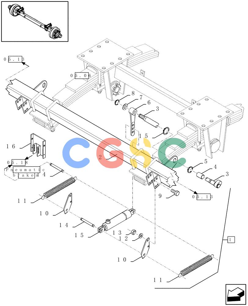 凯斯零件查询(LBX431S) - BIG RECTANGULAR BALER (6/01-12/03) (05.11[01]) - TANDEM AUTO-STEER AXLE WITH BRAKES, FRONT AXLE Case Agriculture