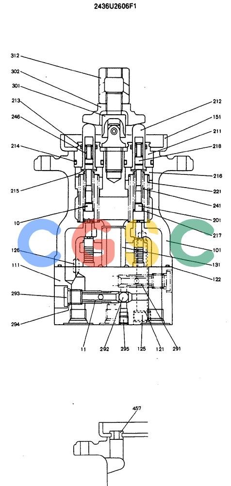 神钢零件查询(MD240C) - EXCAVATOR BTW LLU0301 - LLU0600 (1/80-12/06) (16-008) - VALVE ASSY, PILOT - 2436U2606F1 Kobelco