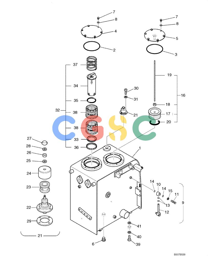 纽荷兰零件查询(E175B) - CRAWLER EXCAVATOR TIER 3 (NA) - N7DA16301 - (5/07-) (02-16[00]) - HYDRAULIC TANK ASSEMBLY (YM33H00023F1) New Holland Constructuion