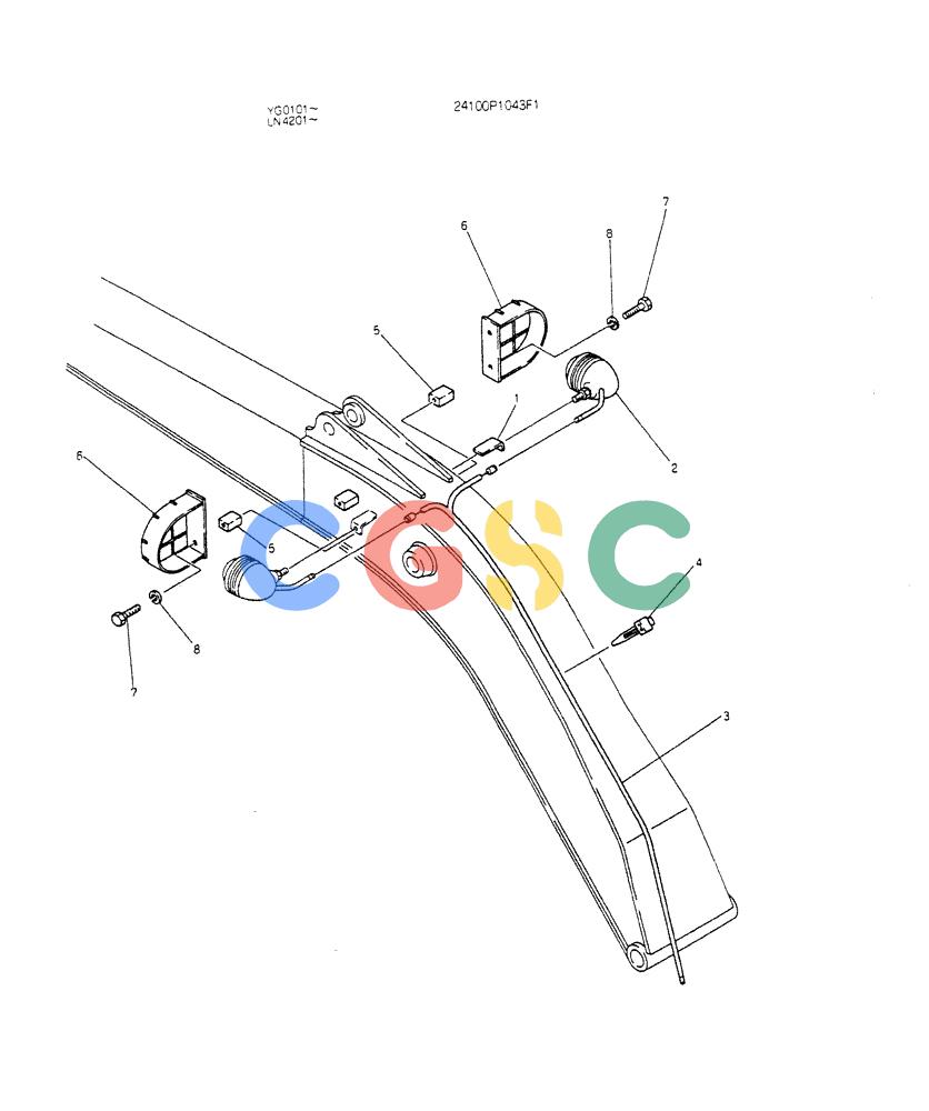 神钢零件查询(K907CLC) - EXCAVATOR BTW YG0101 - YG0500 (1/85-12/03) (08-036) - BOOM LIGHT Kobelco