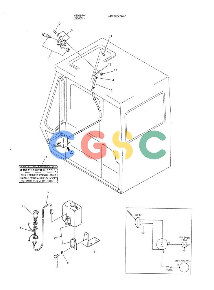 神钢零件查询(K907CLC) - EXCAVATOR BTW YG0101 - YG0500 (1/85-12/03) (08-033) - WASHER ASSY WINDOW Kobelco